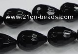 CAB331 15.5 inches 13*17mm faceted teardrop black agate gemstone beads