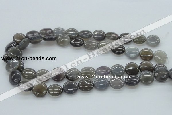CAB350 15.5 inches 16mm flat round grey agate gemstone beads