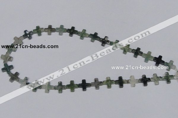 CAB416 15.5 inches 12*12mm cross moss agate gemstone beads