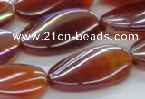 CAB532 15.5 inches 15*30mm twisted oval AB-color red agate beads