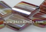 CAB543 22*28mm twisted & faceted diamond AB-color red agate beads
