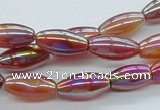 CAB546 15.5 inches 8*16mm rice AB-color red agate beads wholesale