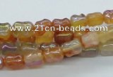 CAB547 15.5 inches 6*10mm bamboo-joint AB-color red agate beads