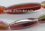 CAB551 15.5 inches 10*35mm faceted rice AB-color red agate beads