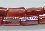 CAB552 15.5 inches 10*20mm six-sided cylinder AB-color red agate beads
