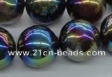 CAB555 15.5 inches 18mm round AB-color black agate beads wholesale