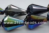 CAB558 15.5 inches 15*20mm faceted teardrop AB-color black agate beads