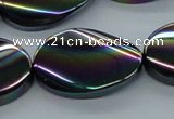 CAB560 15.5 inches 20*30mm twisted oval AB-color black agate beads