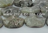 CAB574 15.5 inches 18*25mm wavy oval silver needle agate gemstone beads