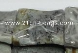 CAB587 15.5 inches 40*40mm wavy square silver needle agate beads