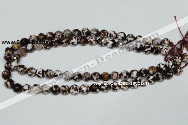 CAB616 15.5 inches 10mm faceted round leopard skin agate beads wholesale