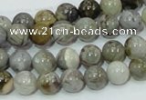 CAB67 15.5 inches 8mm round silver needle agate gemstone beads