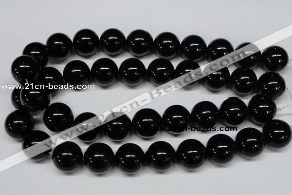 CAB730 15.5 inches 20mm round black agate gemstone beads wholesale
