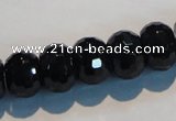 CAB787 15.5 inches 10*14mm faceted rondelle black agate gemstone beads