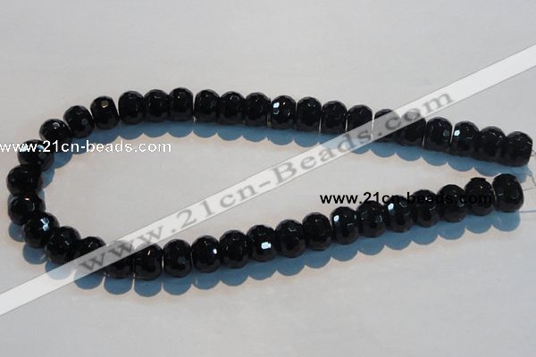 CAB787 15.5 inches 10*14mm faceted rondelle black agate gemstone beads