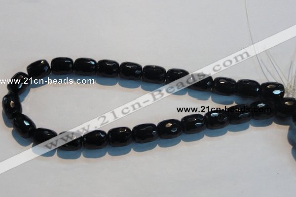 CAB788 15.5 inches 13*16mm faceted egg black agate gemstone beads