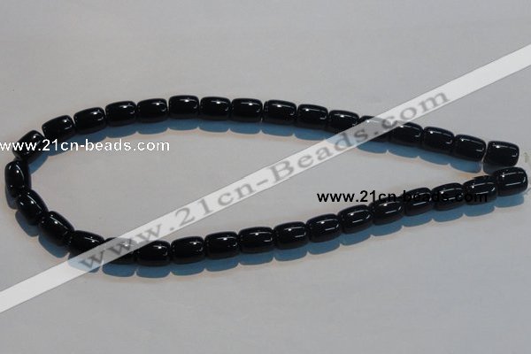 CAB819 15.5 inches 10*12mm drum black agate gemstone beads wholesale