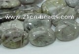 CAB82 15.5 inches 13*18mm oval silver needle agate gemstone beads