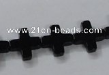 CAB846 15.5 inches 14*14mm cross black agate gemstone beads wholesale