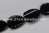 CAB852 15.5 inches 13*18mm leaf black agate gemstone beads wholesale