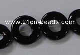 CAB854 15.5 inches 18mm donut black agate gemstone beads wholesale
