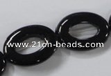 CAB859 15.5 inches 18*24mm oval black agate gemstone beads wholesale
