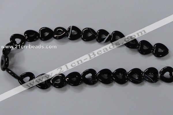 CAB860 15.5 inches 18*18mm heart black agate gemstone beads wholesale