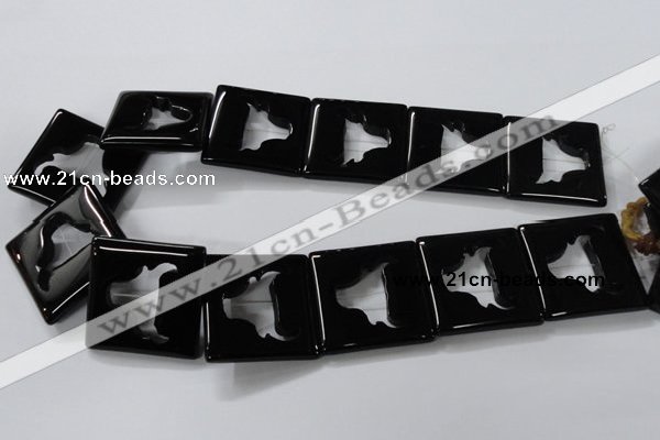 CAB868 15.5 inches 35*35mm square black agate gemstone beads wholesale