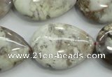 CAB963 15.5 inches 22*30mm flat teardrop ocean agate gemstone beads