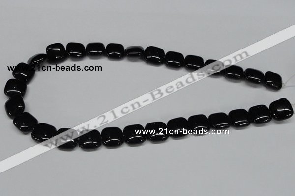 CAB986 15.5 inches 14*14mm square black agate gemstone beads wholesale