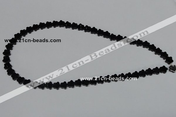 CAB987 15.5 inches 8*8mm star black agate gemstone beads wholesale