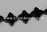 CAB989 15.5 inches 14*14mm flower black agate gemstone beads wholesale