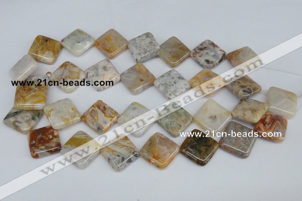 CAG1107 15.5 inches 18*18mm diamond bamboo leaf agate beads