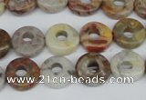 CAG1116 15.5 inches 12mm donut bamboo leaf agate beads wholesale