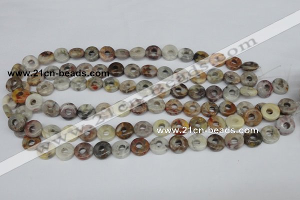 CAG1116 15.5 inches 12mm donut bamboo leaf agate beads wholesale