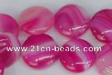 CAG1170 15.5 inches 18mm flat round line agate gemstone beads