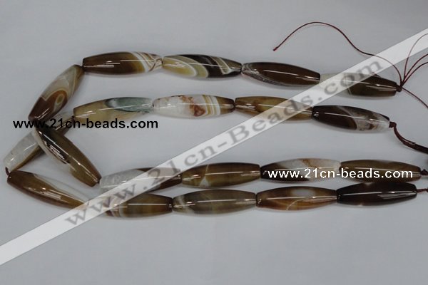 CAG1335 15.5 inches 12*40mm rice line agate gemstone beads