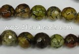 CAG1523 15.5 inches 10mm faceted round fire crackle agate beads
