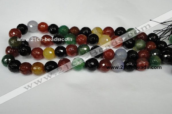 CAG1548 15.5 inches 14mm faceted round fire crackle agate beads