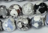 CAG1549 15.5 inches 14mm faceted round fire crackle agate beads