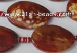 CAG1589 15.5 inches 20*30mm twisted oval fire crackle agate beads