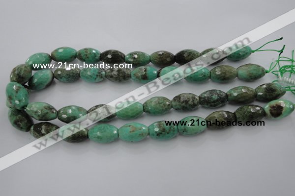 CAG1607 15.5 inches 13*20mm faceted rice green grass agate beads