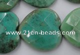 CAG1614 15.5 inches 30*30mm faceted heart green grass agate beads