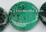 CAG1626 15.5 inches 40mm flat round peafowl agate gemstone beads
