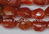 CAG1672 15.5 inches 12*17mm faceted nuggets red agate gemstone beads