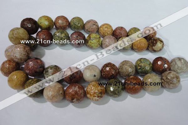 CAG1718 15.5 inches 20mm faceted round rainbow agate beads