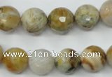 CAG1834 15.5 inches 12mm faceted round bamboo leaf agate beads