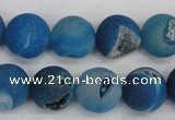 CAG1856 15.5 inches 14mm round matte druzy agate beads whholesale