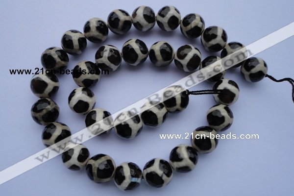 CAG1873 15.5 inches 12mm faceted round tibetan agate beads wholesale