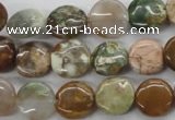 CAG1928 15.5 inches 12mm flat round green magic agate beads